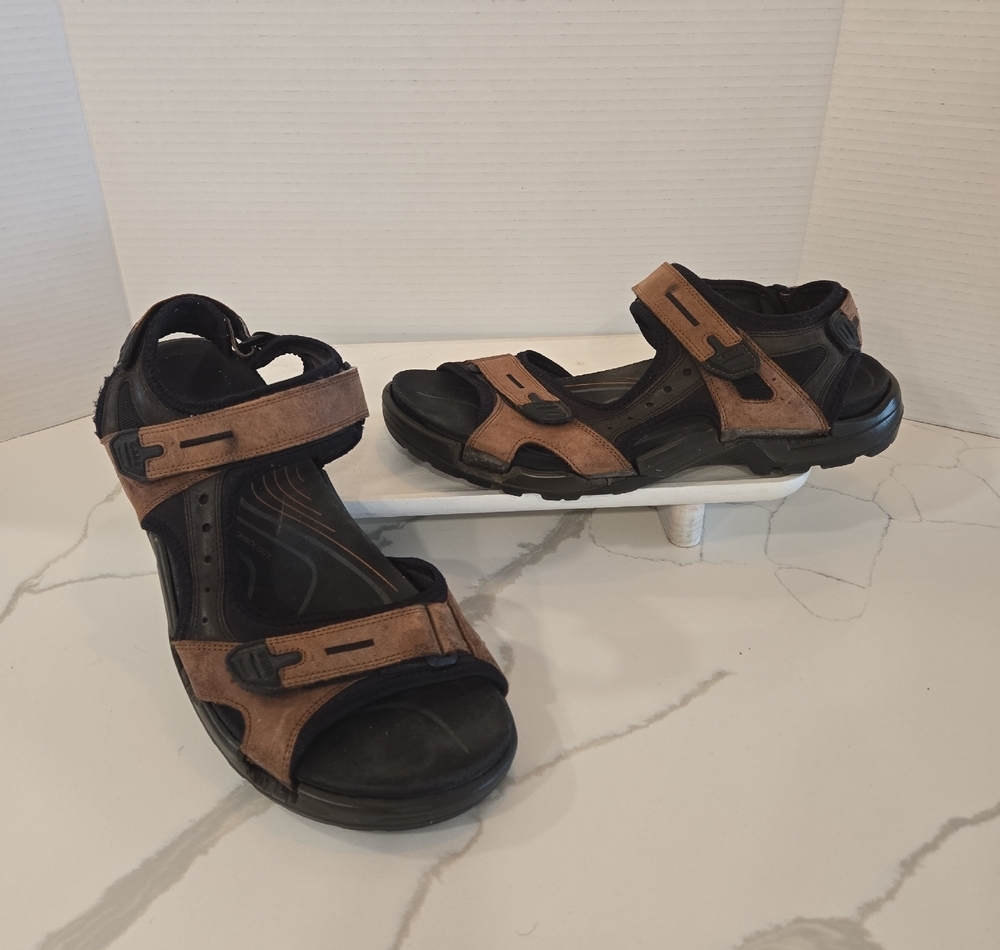 Ecco Yukatan Offroad Leather Leather Hiking Water Sandals Mens Size 44 Brown